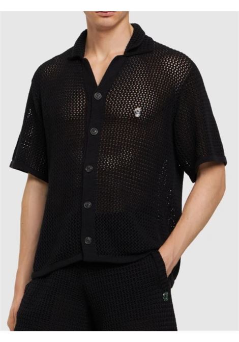 Camicia in maglia crochet con logo in nero Garment Workshop - uomo GARMENT WORKSHOP | 034346GW009